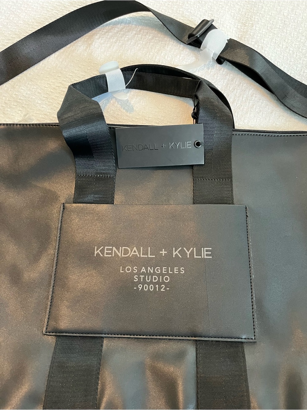 Kendall & Kylie Black Unisex Tote Front Logo Patch Pocket/ Shoulder Strap NWT
